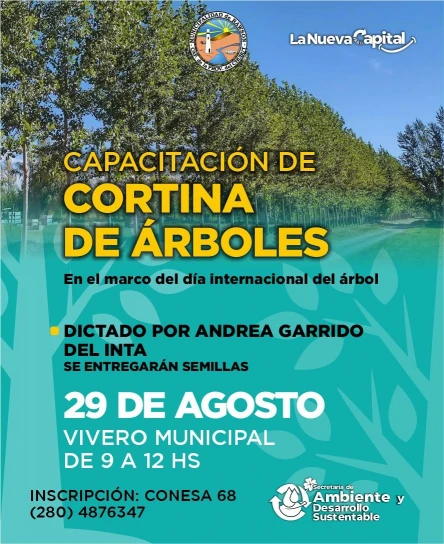 Rawson será sede de la capacitación sobre cortinas de árboles