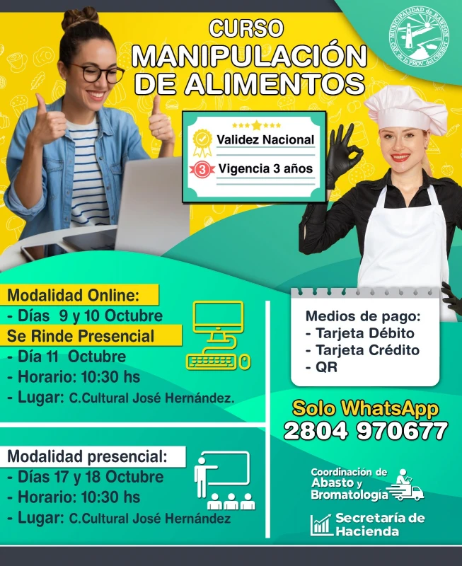 Rawson: Nuevo curso de manipulación de alimentos