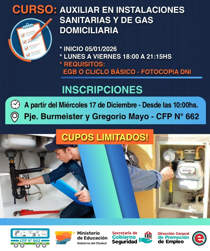 Se dictarán en Rawson cursos gratuitos de oficios