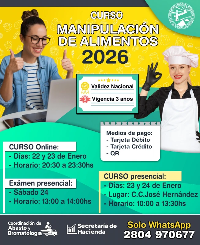 Curso de manipulación de alimentos en Rawson