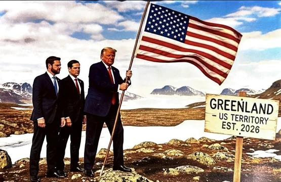 Trump publicó una imagen suya poniendo la bandera de Estados Unidos en Groenlandia