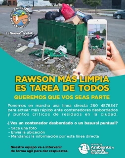 Línea directa en Rawson para informar puntos críticos de absura