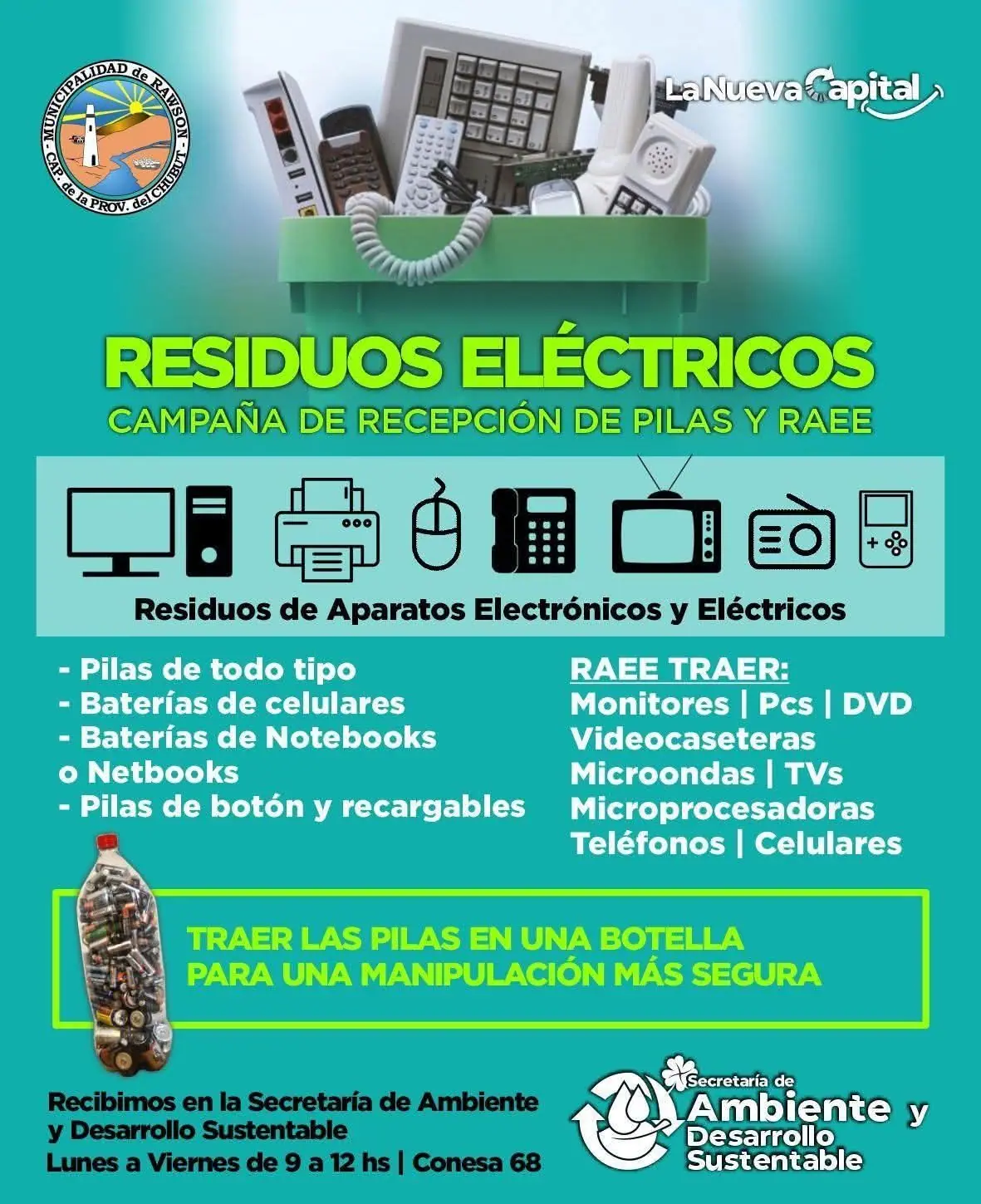 Campaña en Rawson para la recolección de residuos Electrónicos