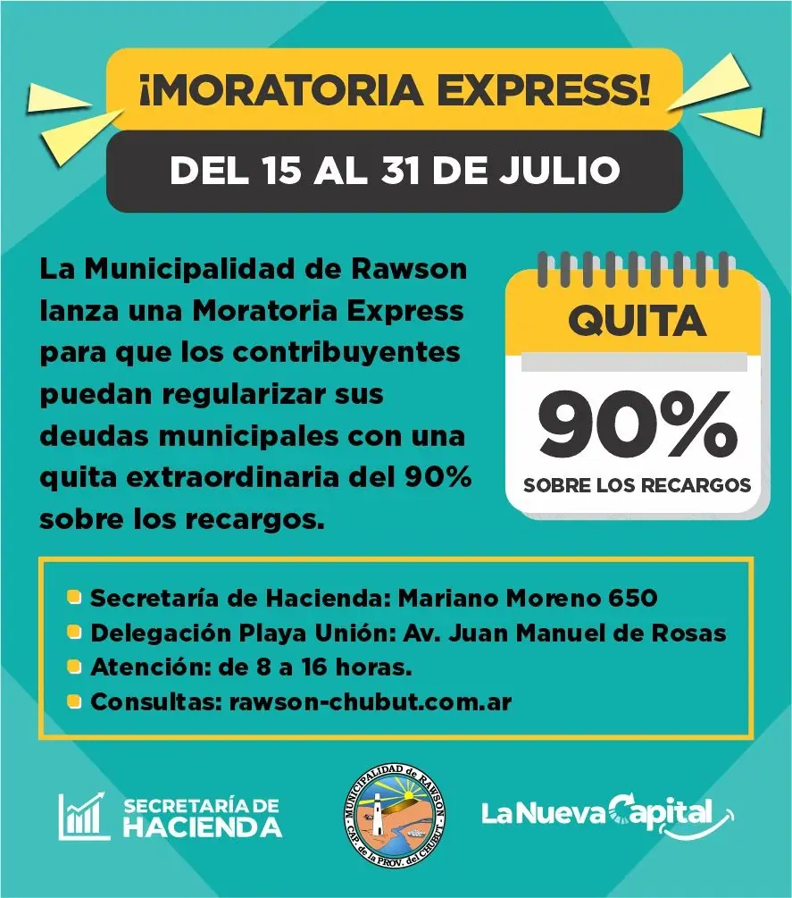 Última semana para acceder a la moratoria express en Rawson