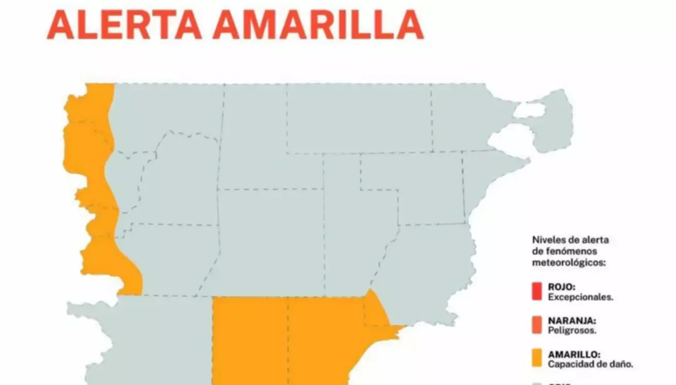 Alerta amarilla por lluvias para este jueves en Chubut